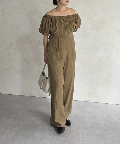 Thevon（ゼボン）の「スクエアネックオールインワン（つなぎ/オールインワン・レディース・ブラック/ベージュ・S/M）」の10枚目の写真