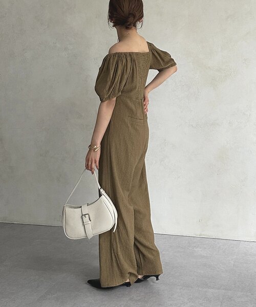 Thevon（ゼボン）の「スクエアネックオールインワン（つなぎ/オールインワン・レディース・ブラック/ベージュ・S/M）」の11枚目の写真