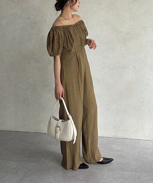 Thevon（ゼボン）の「スクエアネックオールインワン（つなぎ/オールインワン・レディース・ブラック/ベージュ・S/M）」の13枚目の写真