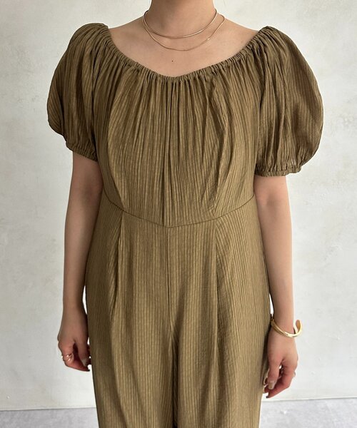 Thevon（ゼボン）の「スクエアネックオールインワン（つなぎ/オールインワン・レディース・ブラック/ベージュ・S/M）」の17枚目の写真