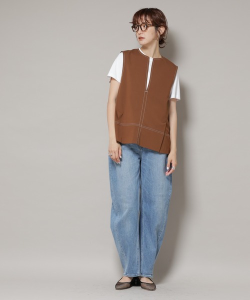 Healthy denim（ヘルシーデニム）の「Healthy DENIM/Corn ワイドカーブデニム（デニムパンツ・レディース・ライトブルー・24/23/22）」の3枚目の写真