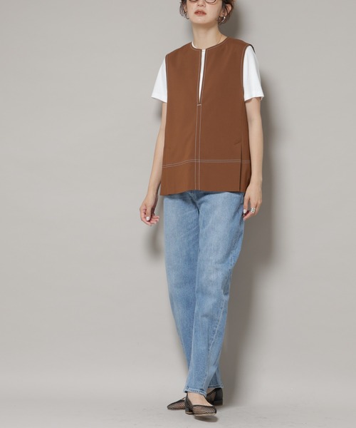 Healthy denim（ヘルシーデニム）の「Healthy DENIM/Corn ワイドカーブデニム（デニムパンツ・レディース・ライトブルー・24/23/22）」の2枚目の写真