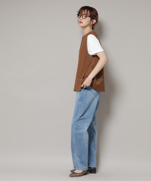 Healthy denim（ヘルシーデニム）の「Healthy DENIM/Corn ワイドカーブデニム（デニムパンツ・レディース・ライトブルー・24/23/22）」の4枚目の写真