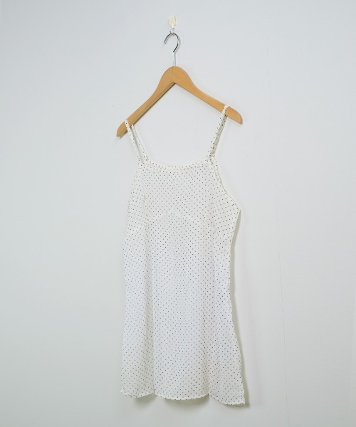 shopnikoniko（ショップニコニコ）の「キャミワンピース チュニック丈 ドット柄 シアードットチュニック（チュニック・レディース・ホワイト・フリー）」の12枚目の写真