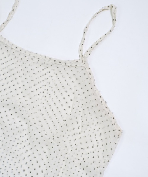 shopnikoniko（ショップニコニコ）の「キャミワンピース チュニック丈 ドット柄 シアードットチュニック（チュニック・レディース・ホワイト・フリー）」の15枚目の写真