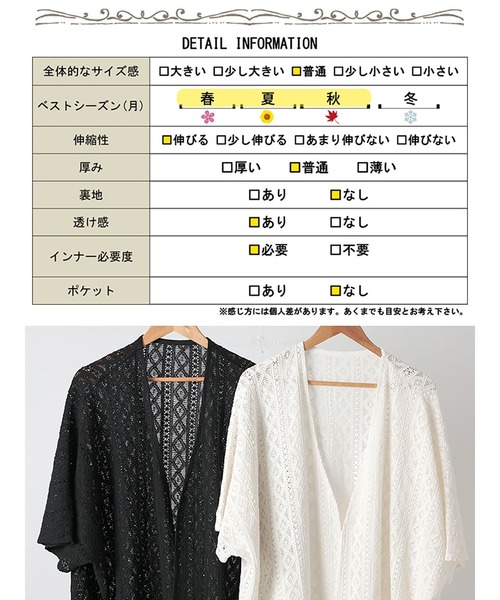 GOLDJAPAN(ゴールドジャパン)の「総レースロングカーディガン【大きいサイズ対応】(カーディガン/ボレロ・レディース・オフホワイト/ブラック・4L~5L/LL~3L)」の21枚目の写真