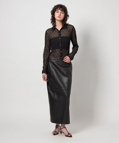 6（ロク）の「＜6(ROKU)＞レースチュール シャツ（カーディガン/ボレロ・レディース・ブラック・FREE）」の2枚目の写真