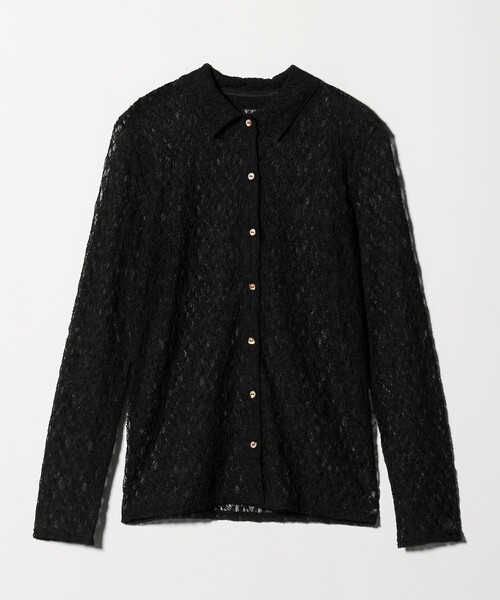 6（ロク）の「＜6(ROKU)＞レースチュール シャツ（カーディガン/ボレロ・レディース・ブラック・FREE）」の4枚目の写真