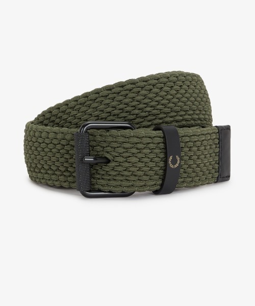 FRED PERRY(フレッドペリー)の「【先行予約受付中】Woven Elastic Belt/ウーブンベルト(ベルト・メンズ・ブラック/グリーン・L)」の2枚目の写真
