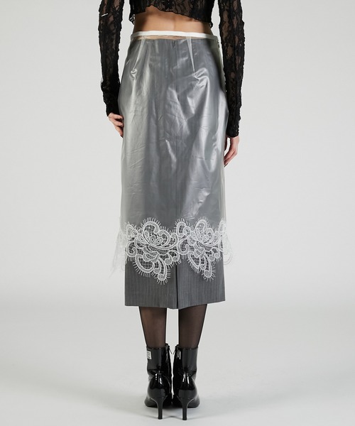 PRANK PROJECT（プランクプロジェクト）の「PVCレイヤードミディスカート / PVC Layered Midi Skirt（スカート・レディース・ブラック/ホワイト・36/38）」の10枚目の写真