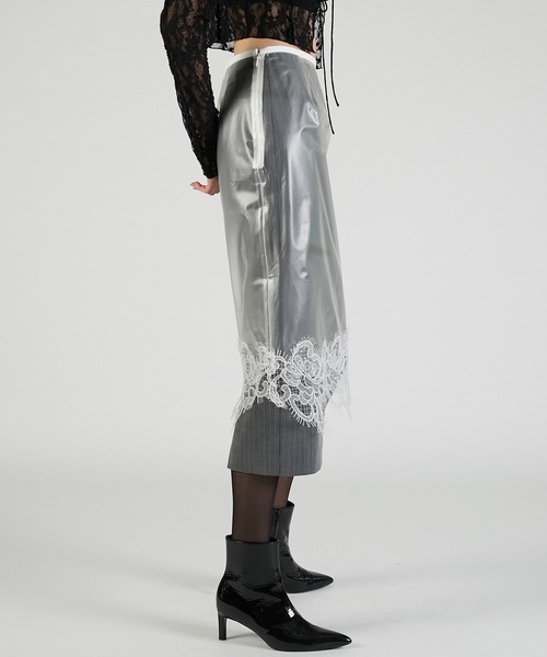 PRANK PROJECT（プランクプロジェクト）の「PVCレイヤードミディスカート / PVC Layered Midi Skirt（スカート・レディース・ブラック/ホワイト・36/38）」の11枚目の写真
