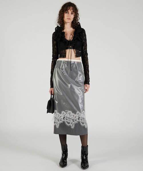 PRANK PROJECT（プランクプロジェクト）の「PVCレイヤードミディスカート / PVC Layered Midi Skirt（スカート・レディース・ブラック/ホワイト・36/38）」の3枚目の写真