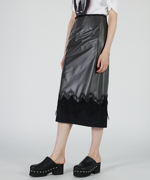 PRANK PROJECT（プランクプロジェクト）の「PVCレイヤードミディスカート / PVC Layered Midi Skirt（スカート・レディース・ブラック/ホワイト・36/38）」の17枚目の写真