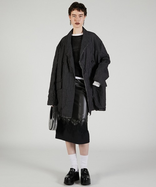 PRANK PROJECT（プランクプロジェクト）の「PVCレイヤードミディスカート / PVC Layered Midi Skirt（スカート・レディース・ブラック/ホワイト・36/38）」の7枚目の写真