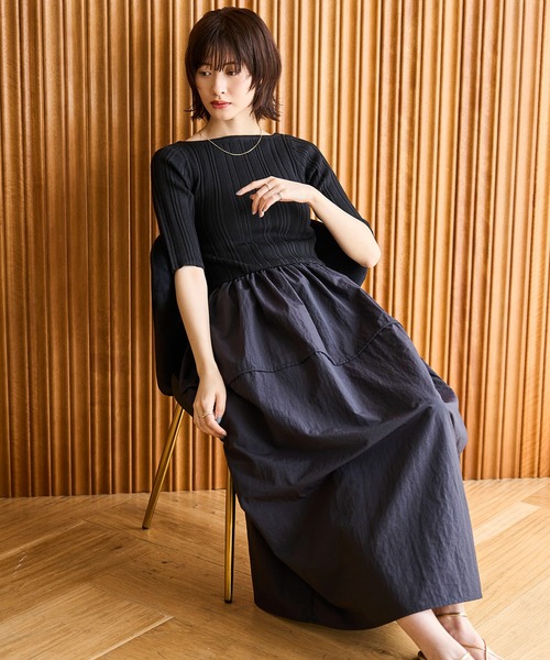 ハーフスリーブドッキングワンピース（ワンピース）｜meilmada