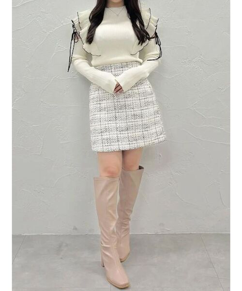 MERCURYDUO（マーキュリーデュオ）の「ストレッチロングブーツ（ブーツ・レディース・ブラック/ダークブラウン/ベージュ・36/38）」の11枚目の写真