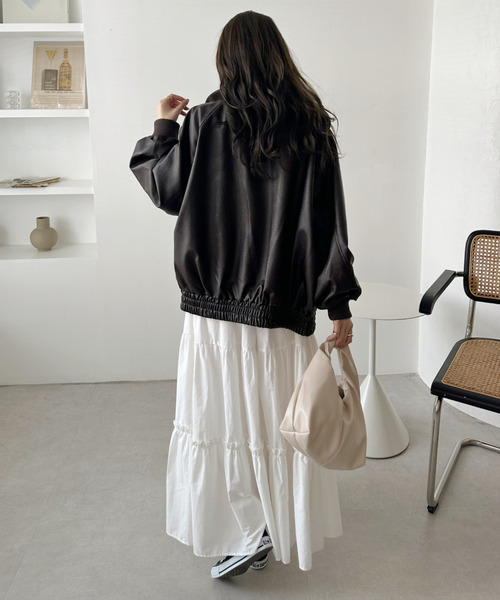 Ada.（エイダ）の「リブ スタンドネック オーバーサイズ フェイクレザー ブルゾン（ブルゾン・レディース・ブラック/ブラウン・M）」の14枚目の写真