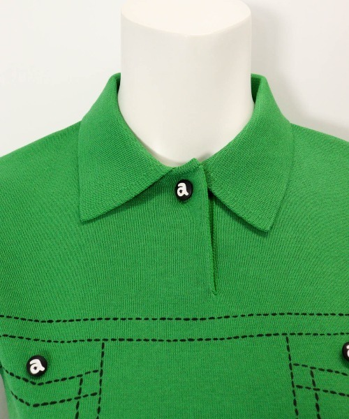 アルチビオarchivio 緑色 ロゴシャツアルチビオ メンズ】幾何学柄ニットポロシャツ|アルチビオ - ゴルフウェアや婦人服通販