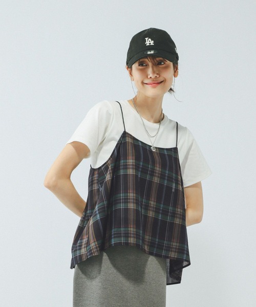 GLOBAL WORK（グローバルワーク）の「チェックビスチェ/579508（キャミソール・レディース・ブラウン系その他/ブラック系その他・FREE）」の5枚目の写真