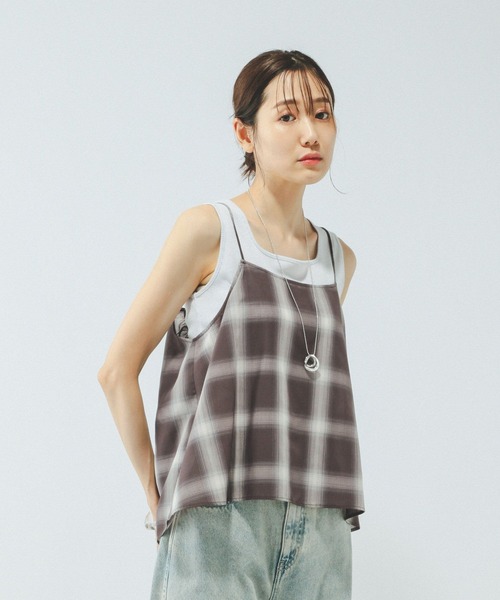 GLOBAL WORK（グローバルワーク）の「チェックビスチェ/579508（キャミソール・レディース・ブラウン系その他/ブラック系その他・FREE）」の10枚目の写真
