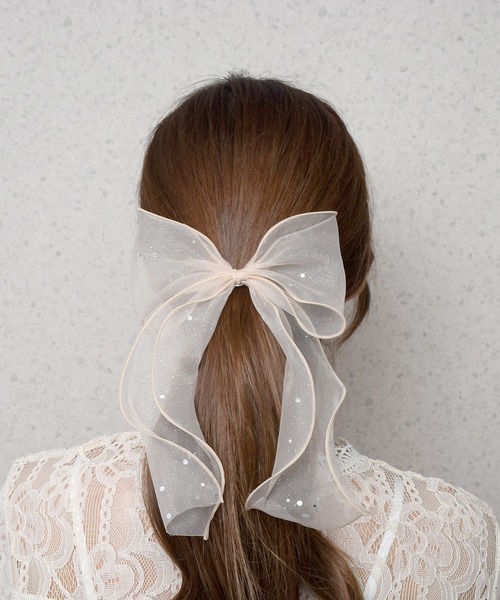 ラメオーガンジーリボン/ポニーフック（その他ヘアアクセサリー