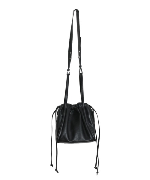 YArKA（ヤーカ）の「【YArKA/ヤーカ】real leather square bottom drawstring 2way bag [wam6] / 四角底巾着2wayバッグ（ハンドバッグ・メンズ・ブラック・FREE）」の2枚目の写真