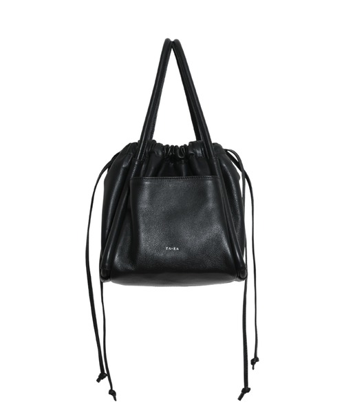 YArKA（ヤーカ）の「【YArKA/ヤーカ】real leather square bottom drawstring 2way bag [wam6] / 四角底巾着2wayバッグ（ハンドバッグ・メンズ・ブラック・FREE）」の3枚目の写真