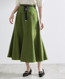 HYKE ロング丈プリーツスカート ハイウエスト グリーン 緑 fiere スカート Hラインロングスカート : ZOZOTOWN Yahoo!店