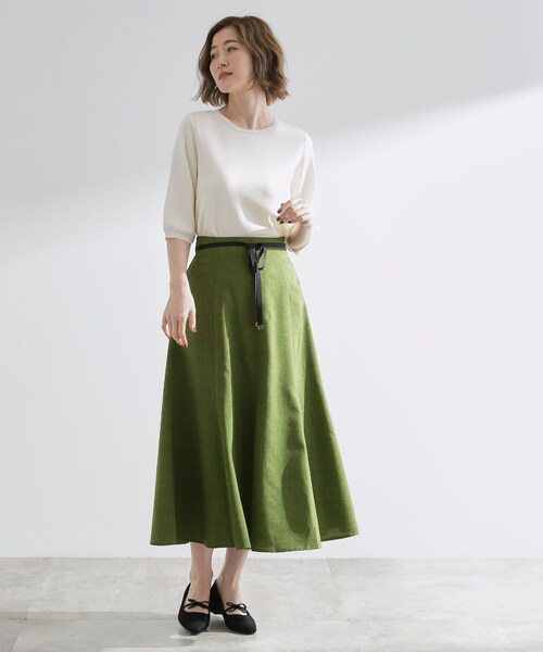 grove（グローブ）の「ドットで華やぐ　軽やかマーメイドスカート（スカート・レディース・チャコール/ベージュ系/ダークグリーン・01/02/03/04/05）」の12枚目の写真