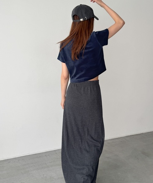 CANAL JEAN(キャナルジーン)の「El mar ベロアクロップドTシャツ(Tシャツ/カットソー・レディース・ネイビー/ブラウン/ブラック・ONE SIZE)」の12枚目の写真