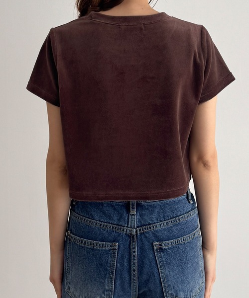 CANAL JEAN(キャナルジーン)の「El mar ベロアクロップドTシャツ(Tシャツ/カットソー・レディース・ネイビー/ブラウン/ブラック・ONE SIZE)」の16枚目の写真