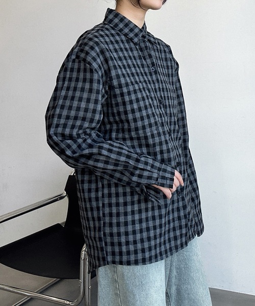 UNDERSTATEMENTs（アンダーステイトメント）の「【ユニセックス】ブロックチェックシャツ（シャツ/ブラウス・メンズ・ブラック・MEDIUM/LARGE）」の8枚目の写真