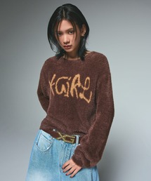 LOGO JACQUARD SHAGGY KNIT TOP