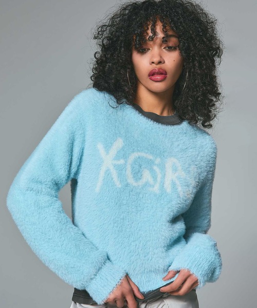 LOGO JACQUARD SHAGGY KNIT TOP（ニット/セーター）｜X-girl（エックス