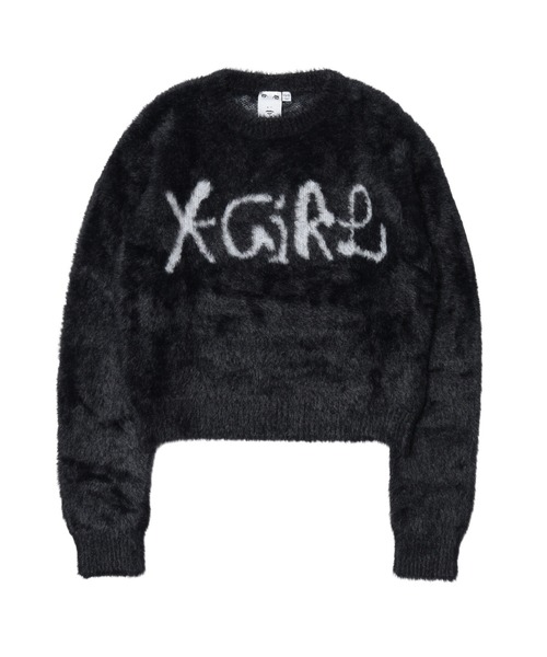 LOGO JACQUARD SHAGGY KNIT TOP（ニット/セーター）｜X-girl（エックス