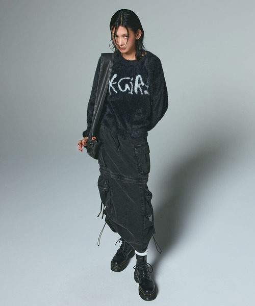 LOGO JACQUARD SHAGGY KNIT TOP（ニット/セーター）｜X-girl（エックス