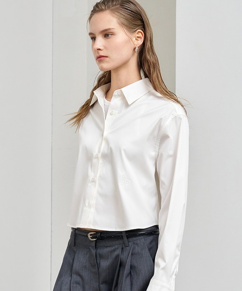GENERAL IDEA(ジェネラルアイデア)の「GENERAL IDEA/ジェネラルアイディア wrinkle free semi crop easy shirts シャツ(シャツ/ブラウス・レディース・ブラック/ホワイト・S/M/L)」の6枚目の写真