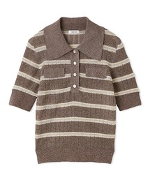【新品タグ付き】FRAY I.D ニットトップス ボーダー FREEサイズ マルチボーダーポロニット(ニット)｜トップス｜FRAY I.D（フレイ