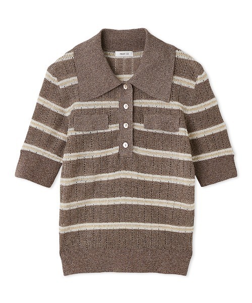 FRAY I.D(フレイアイディー)の「アイレットシアーポロニット(ニット/セーター・レディース・アイボリー/ブラック/ブラウン/ミント・F)」の4枚目の写真