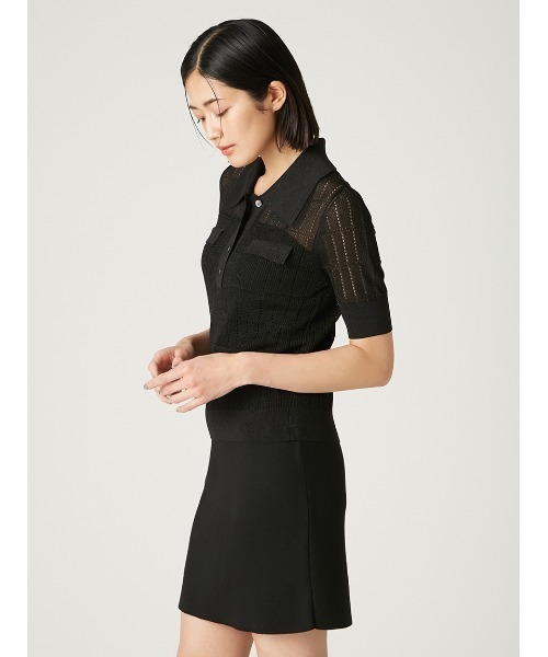 FRAY I.D(フレイアイディー)の「アイレットシアーポロニット(ニット/セーター・レディース・アイボリー/ブラック/ブラウン/ミント・F)」の6枚目の写真