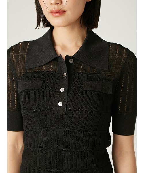 FRAY I.D(フレイアイディー)の「アイレットシアーポロニット(ニット/セーター・レディース・アイボリー/ブラック/ブラウン/ミント・F)」の7枚目の写真