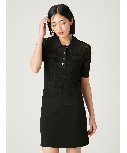 FRAY I.D(フレイアイディー)の「アイレットシアーポロニット(ニット/セーター・レディース・アイボリー/ブラック/ブラウン/ミント・F)」の11枚目の写真