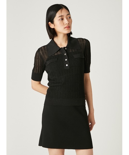 FRAY I.D(フレイアイディー)の「アイレットシアーポロニット(ニット/セーター・レディース・アイボリー/ブラック/ブラウン/ミント・F)」の12枚目の写真