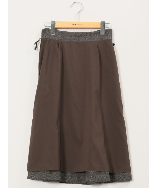 m.f.editorial（エムエフエディトリアル）の「【ストレッチ ウォッシャブル】m.f.エディトリアル レディース シャーク フレアースカート こげ茶(セットアップ可能)（スーツスカート・レディース・ダークウッド・S/MEDIUM/LARGE）」の4枚目の写真