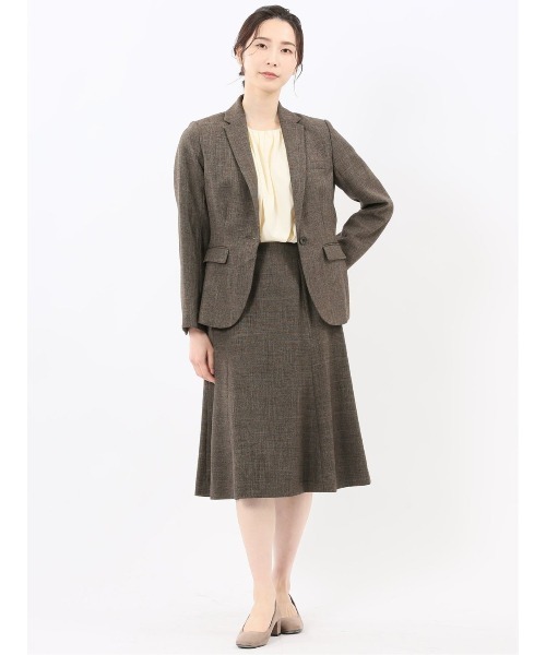 m.f.editorial（エムエフエディトリアル）の「【ストレッチ ウォッシャブル】m.f.エディトリアル レディース シャーク フレアースカート こげ茶(セットアップ可能)（スーツスカート・レディース・ダークウッド・S/MEDIUM/LARGE）」の11枚目の写真