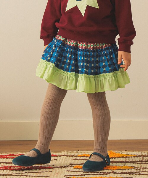 こども ビームス（コドモビームス）の「総柄 ティアード スカート2025FW（90～140cm）（スカート・キッズ・ミント/ブラウン系その他3・120/110/90/140/100/130）」の2枚目の写真