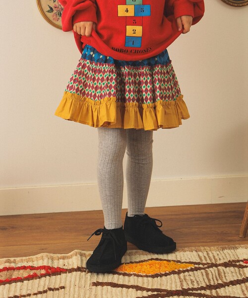 こども ビームス（コドモビームス）の「総柄 ティアード スカート2025FW（90～140cm）（スカート・キッズ・ミント/ブラウン系その他3・120/110/90/140/100/130）」の3枚目の写真