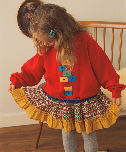 こども ビームス（コドモビームス）の「総柄 ティアード スカート2025FW（90～140cm）（スカート・キッズ・ミント/ブラウン系その他3・120/110/90/140/100/130）」の4枚目の写真