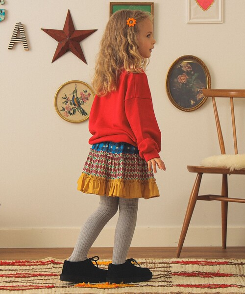 こども ビームス（コドモビームス）の「総柄 ティアード スカート2025FW（90～140cm）（スカート・キッズ・ミント/ブラウン系その他3・120/110/90/140/100/130）」の7枚目の写真