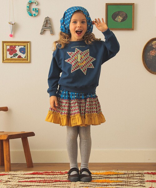 こども ビームス（コドモビームス）の「総柄 ティアード スカート2025FW（90～140cm）（スカート・キッズ・ミント/ブラウン系その他3・120/110/90/140/100/130）」の8枚目の写真